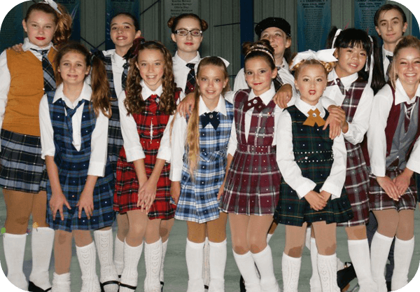 Figure skating group in school uniforms