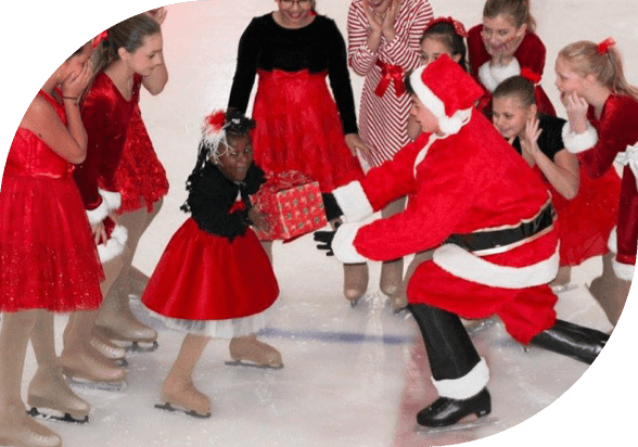Figure skating holiday Christmas performance with Santa